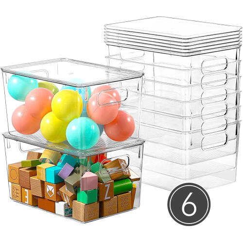 Clear Storage Bins with Lids 7 Qt 6 Pack