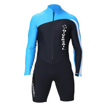 (Black Blue S) Diving Suit Long Sleeve Front Zip For Water Sports Scuba Diving Snorkeling Black Red S