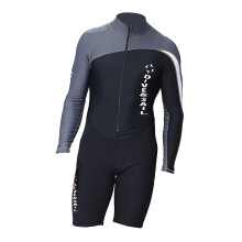 (Black Grey L) Diving Suit Long Sleeve Front Zip For Water Sports Scuba Diving Snorkeling Black Red S