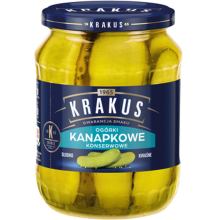 Krakus Nasze Pikle Ogórki kanapkowe konserwowe w plastrach 670 g