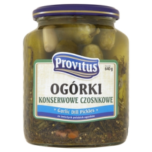 Ogóki konserwowe z czosnkiem Provitus 640G