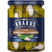 Krakus Ogórki korniszony z czosnkiem 500 g