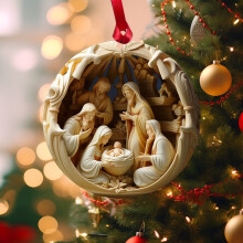 Nativity Scene Ornament Religious Christmas Tree Decor 3D
