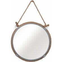 Metal Mirror with Jute Rope 24 x 31 in Silver