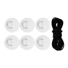 (White) 6 Pieces D Rings PVC Patch Deck Rigging Kit for Inflatable Boat Kayak Dinghy Black