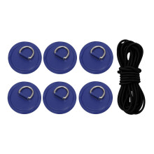 (Blue) 6 Pieces D Rings PVC Patch Deck Rigging Kit for Inflatable Boat Kayak Dinghy Black
