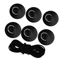 (Black) 6 Pieces D Rings PVC Patch Deck Rigging Kit for Inflatable Boat Kayak Dinghy Black