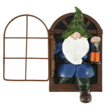 Estatua de gnomo de jardín de resina, 15 x 15,8 cm, colorida, para exteriores e interiores.