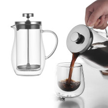 Üveg French Press kávéfőző dupla fallal és szűrővel