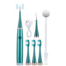 (Green) Electric Cleaner Dental Calculus Scaler Teeth Whitening Plaque Coffee Stain Tartar Removal High Frequency Sonic Toothbrush