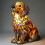 Luminária noturna LED Golden Retriever com cúpula de vitral 1