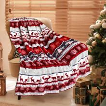 Christmas Flannel Throw Blanket with Reindeer Design