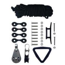 Kayak Boat Anchor Trolley Kit W/ Rope Cleat Screws Ring Pad Eyes Pulleys