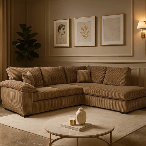 Furniture 786 Amalfi Jumbo Cord Right Hand Corner Sofa Coffee