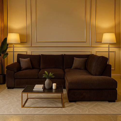 Furniture 786 Amalfi Jumbo Cord Right Hand Corner Sofa Chocolate