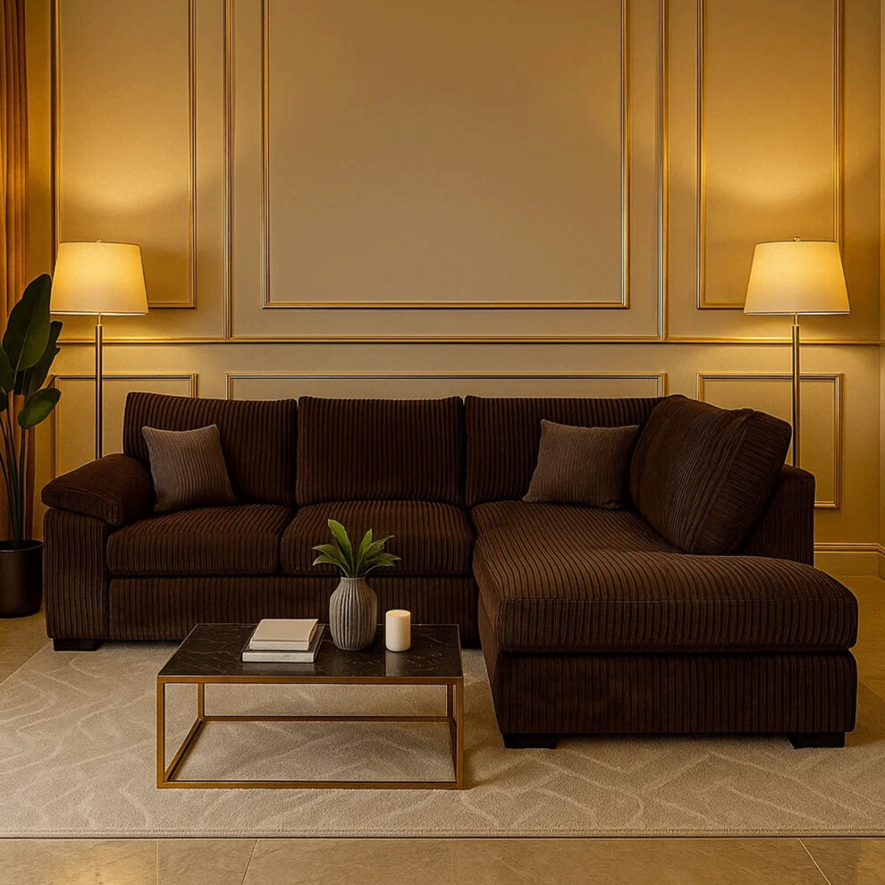 Furniture 786 Amalfi Jumbo Cord Right Hand Corner Sofa Chocolate Clear