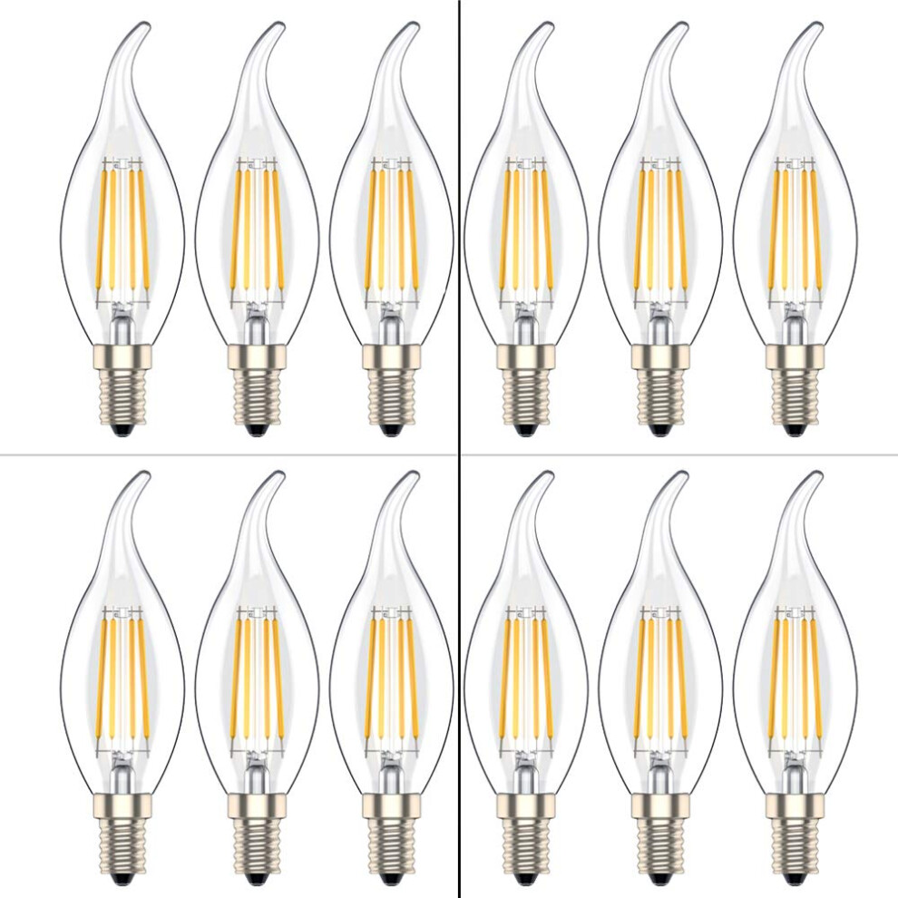 E14 Led Candle Bulbs,Non Dimmable,Ses C35 Small Edison Screw Bulb, 4W (40W Equivalent),Warm 2700K, Pack Of 12 Light/White 62246996