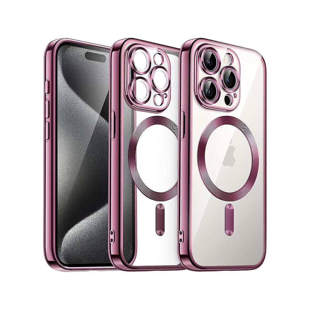 Compatible Iphone 15 Plus Magsafe Magnetic Transparent Electroplated Tpu Phone Case: Pink 5419526240879