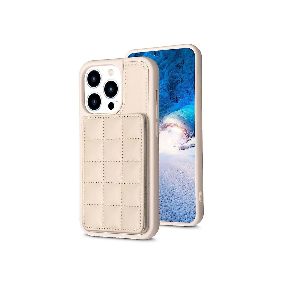 Compatible Iphone Xs Max Grid Card Slot Holder Phone Case: Beige 8119683185910