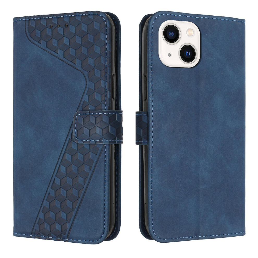 Iphone 13 Case, Pu Leather Flip Cover Magnetic Clasp Design Wallet Card Slots Stand Case: Blue 6421300249144