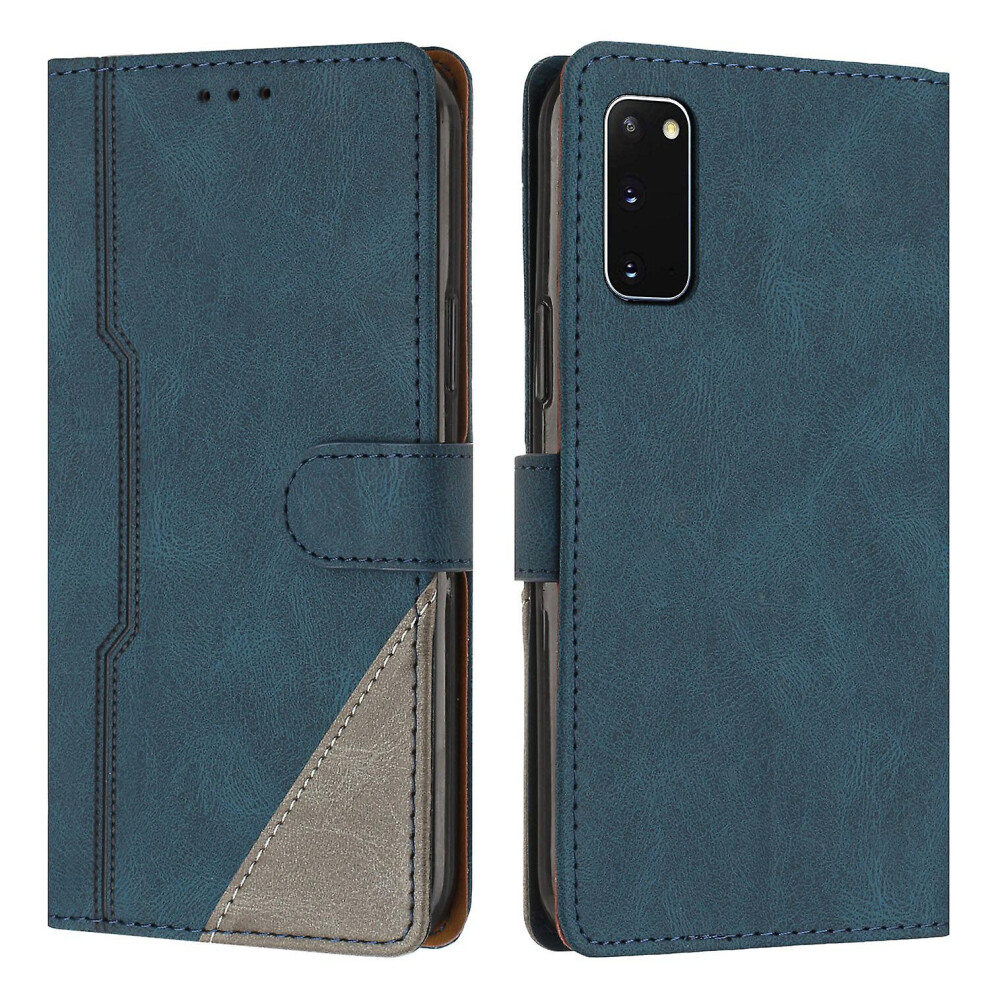 Leather Magnetic Clasp Case With Flip Wallet Stand Function Cover Compatible Samsung S20: Blue 8283972238608