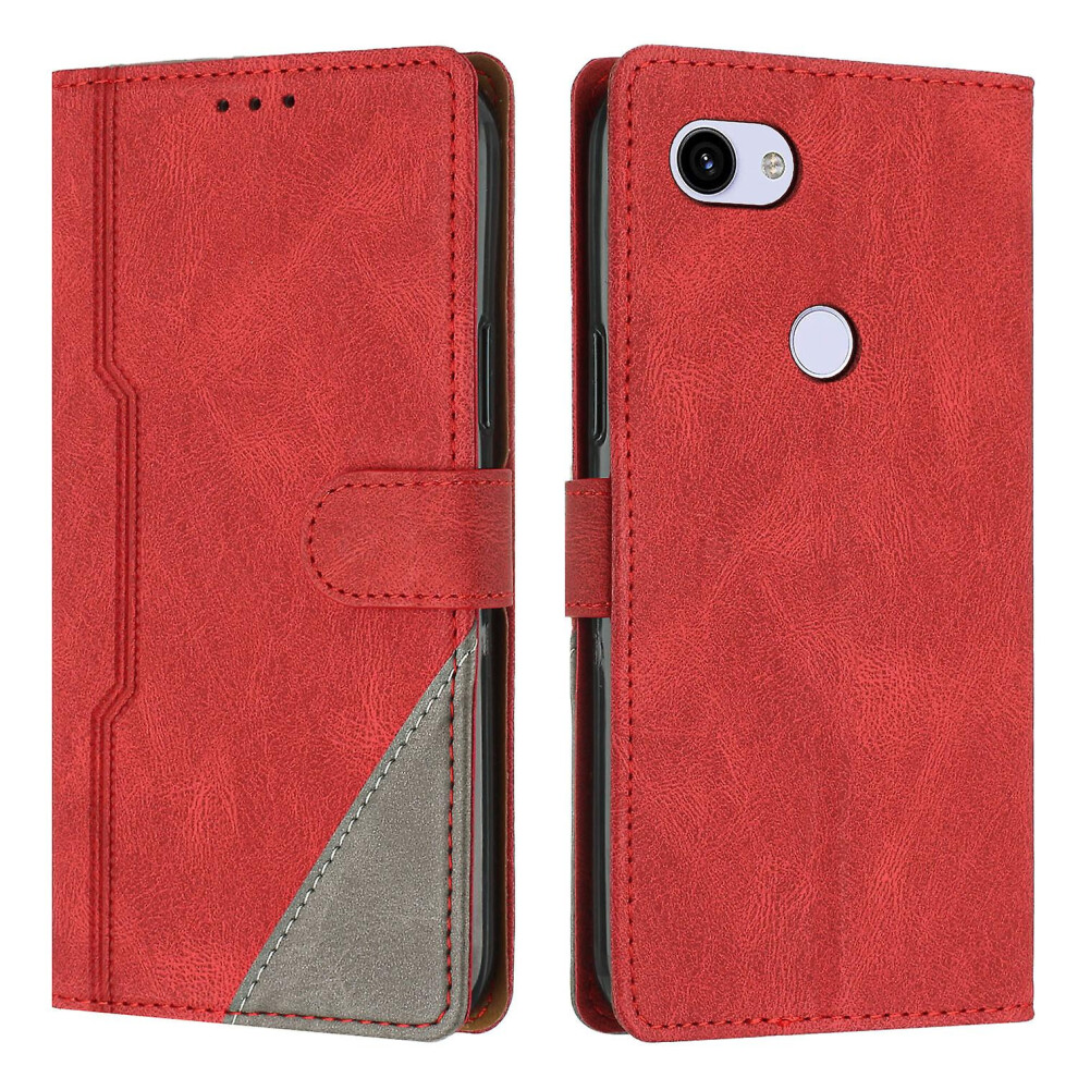 Leather Magnetic Clasp Case With Flip Wallet Stand Function Cover Compatible Google Pixel 3A Xl: Red 8283972238707