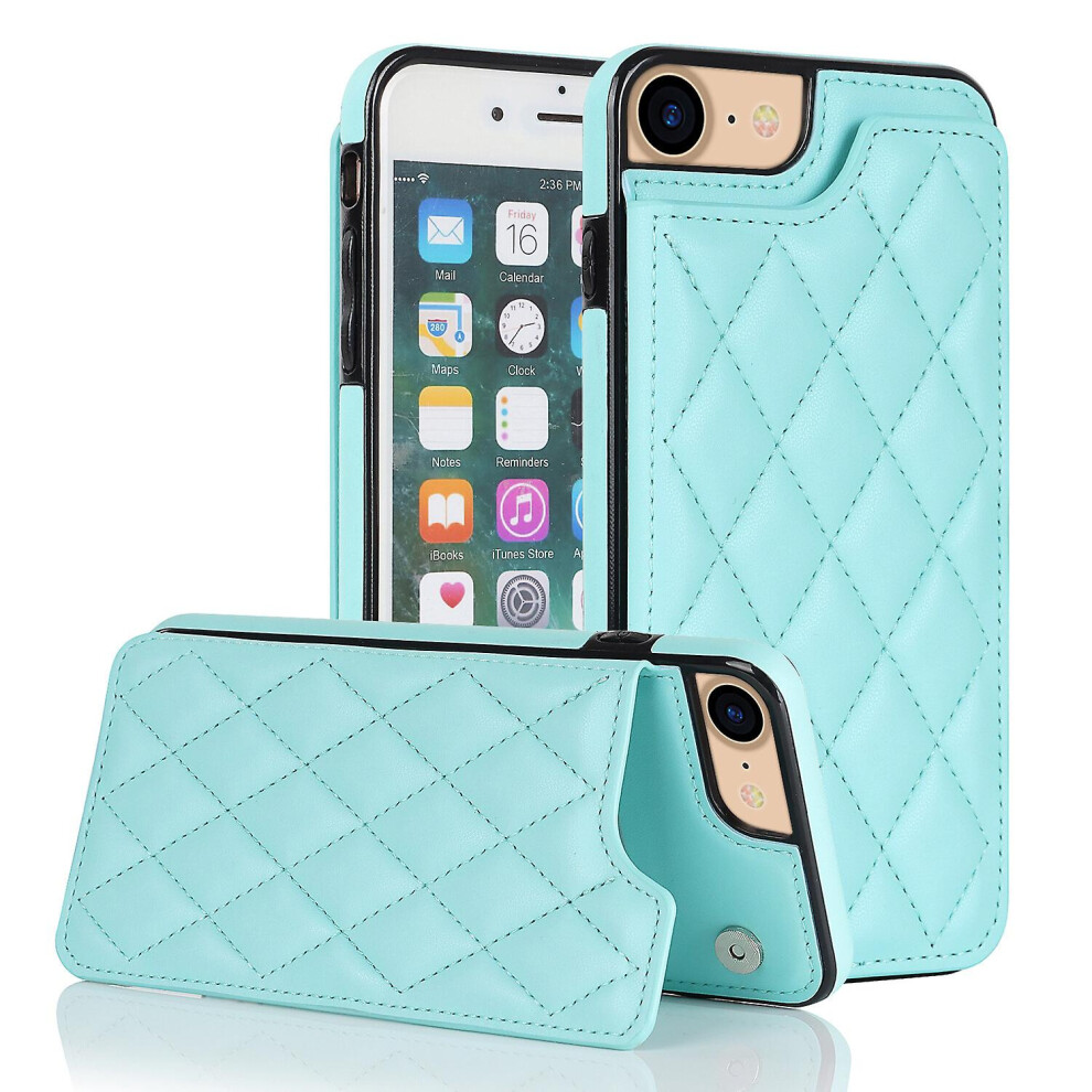 Iphone 7 8 Se2 Se3 Case, Pu Leather Flip Cover Magnetic Closure Wallet Card Slots Stand Case: Green 8243971280961