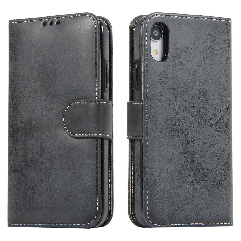 Iphone Xr Case, Card Slots Retro Leather Wallet Shockproof Flip Cover Magnetic Closure Bookstyle Stand Case: Black 8243971280879