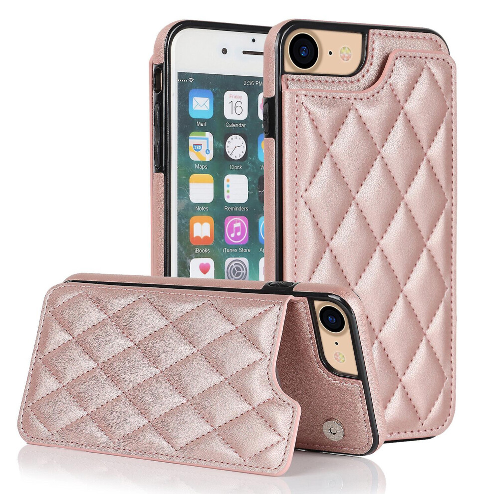 Iphone 7 8 Se2 Se3 Case, Pu Leather Flip Cover Magnetic Closure Wallet Card Slots Stand Case:rose Gold 8243971280992