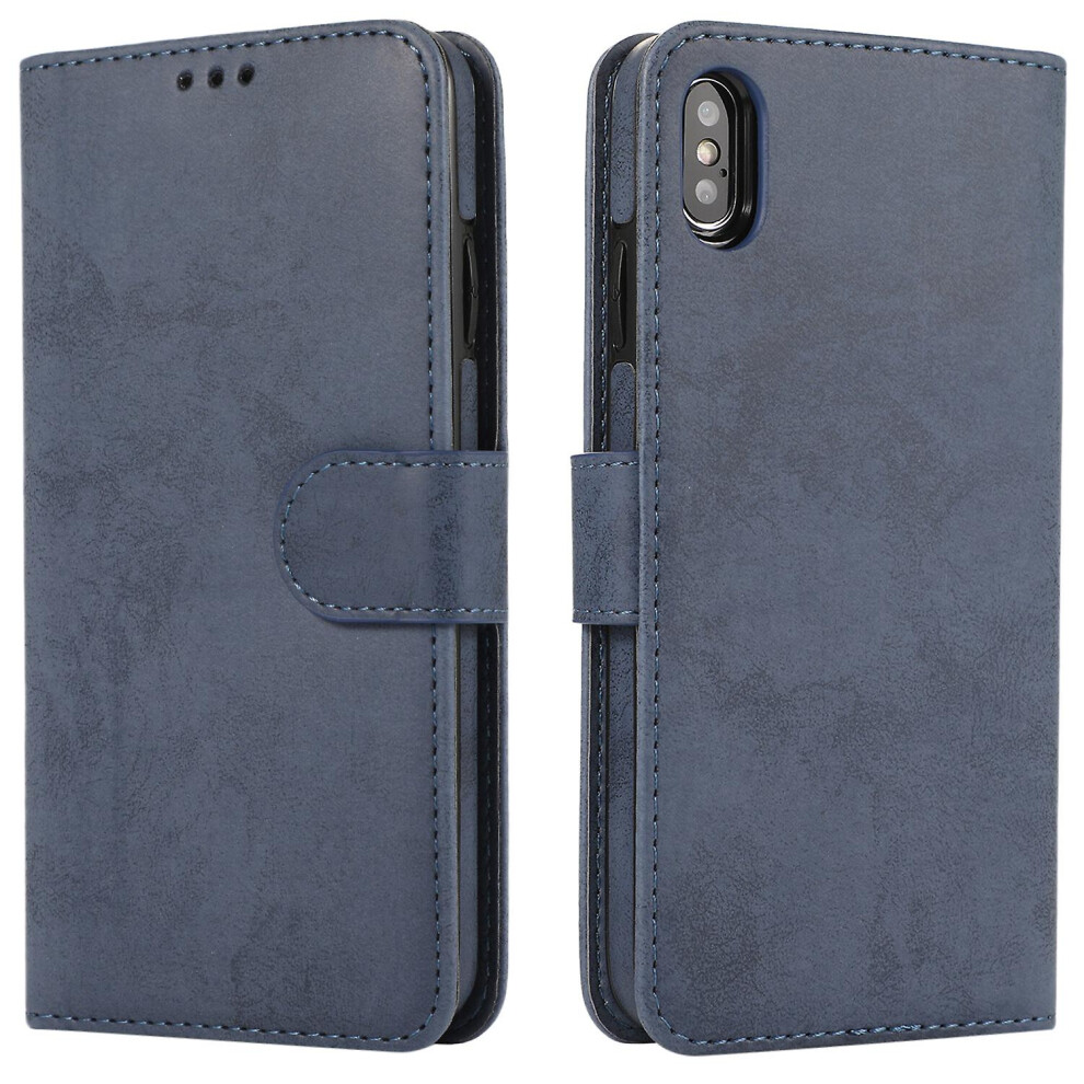 Iphone Xs Max Case, Card Slots Retro Leather Wallet Shockproof Flip Cover Magnetic Closure Bookstyle Stand Case: Blue 8243971280824