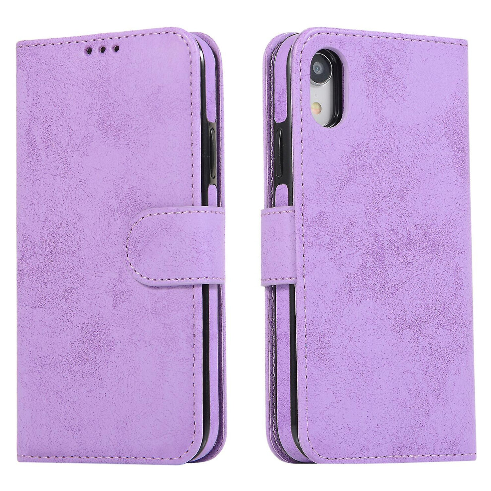 Iphone Xr Case, Card Slots Retro Leather Wallet Shockproof Flip Cover Magnetic Closure Bookstyle Stand Case: Purple 8243971280916