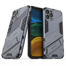 Slim Case compatible iPhone11 Shockproof Dual-Layer Stand Cover:Grey