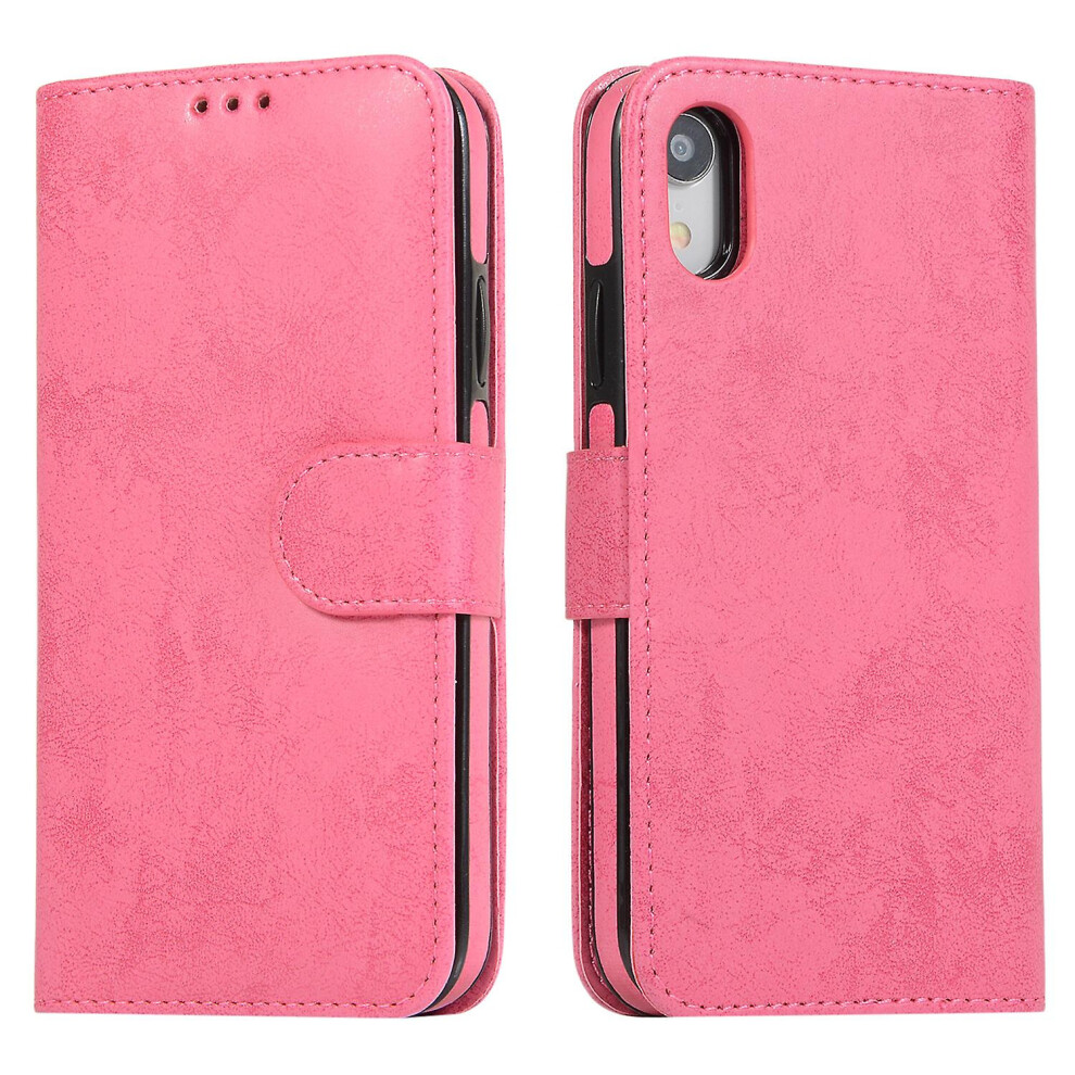 Iphone Xr Case, Card Slots Retro Leather Wallet Shockproof Flip Cover Magnetic Closure Bookstyle Stand Case:rose Red 8243971280923