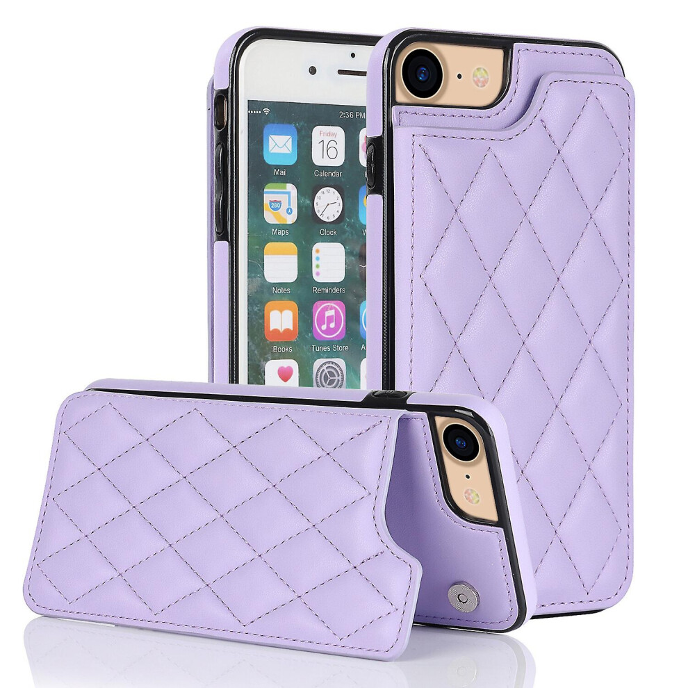 Iphone 7 8 Se2 Se3 Case, Pu Leather Flip Cover Magnetic Closure Wallet Card Slots Stand Case: Purple 8243971280978