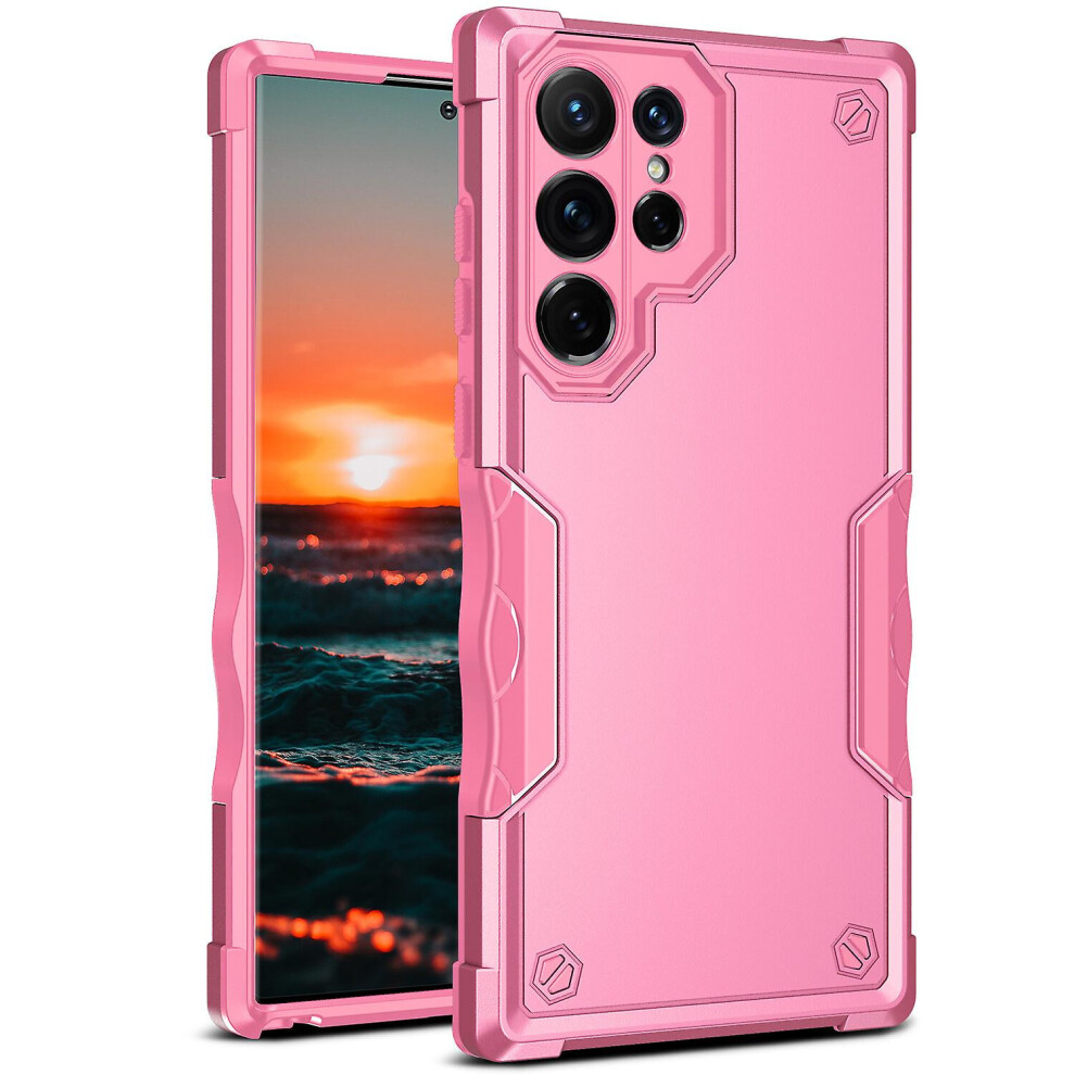 Compatible Samsung Galaxy S22 Ultra Case, Heavy Duty Dual Layer Slim Shockproof Cover: Pink 8243971281104