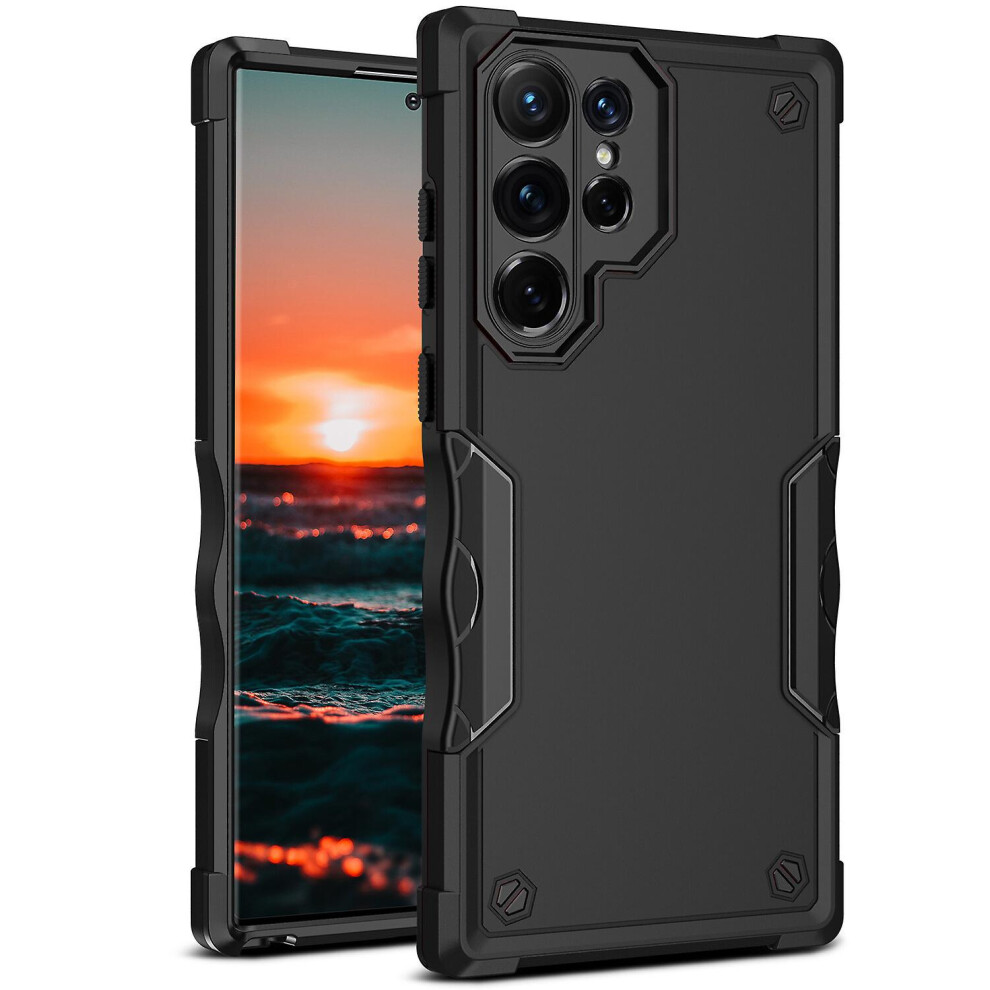 Compatible Samsung Galaxy S22 Ultra Case, Heavy Duty Dual Layer Slim Shockproof Cover: Black 8243971281067