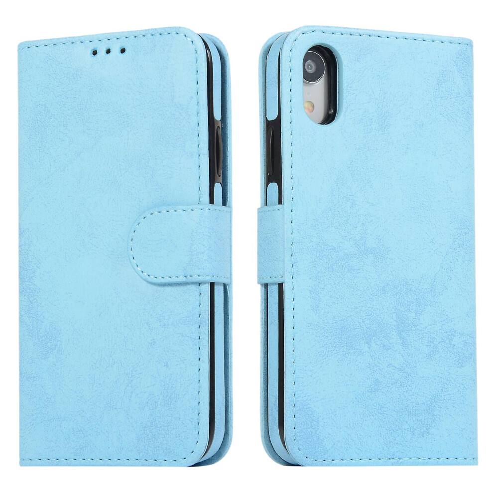 Iphone Xr Case, Card Slots Retro Leather Wallet Shockproof Flip Cover Magnetic Closure Bookstyle Stand Case:light Blue 8243971280909