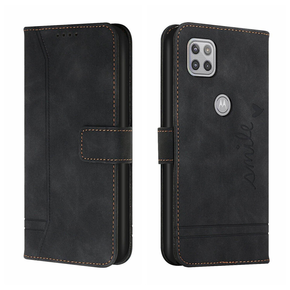 Leather Magnetic Closure Case With Flip Wallet Stand Function Cover Compatible Moto G 5G: Black 7903075317468