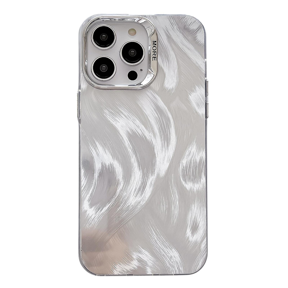 Compatible Iphone Iphone 15 Pro Color Imd Feather Pattern Shockproof Phone Case Silver 4946945198838