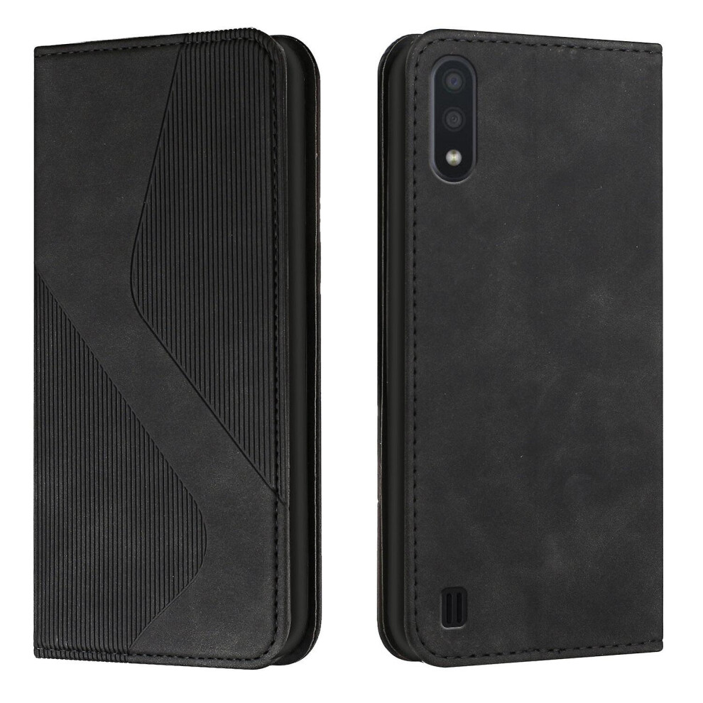 Samsung Galaxy A01 /M01 Case, Pu Leather Flip Cover Magnetic Closure Wallet Card Slots Stand Case: Black 5095653406793