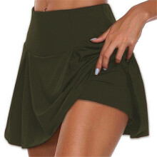 Dames Skrits zomer sportshorts tot boven de knie, dubbellaags, sneldrogend, geschikt voor yoga, sport en fitness: maat 3XL - groen