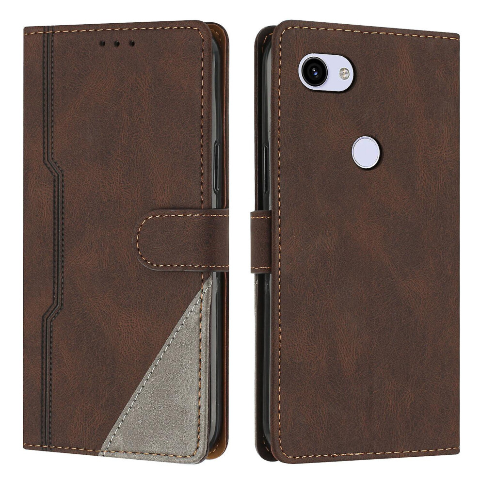 Leather Magnetic Clasp Case With Flip Wallet Stand Function Cover Compatible Google Pixel 3A Xl: Brown 8283972238677