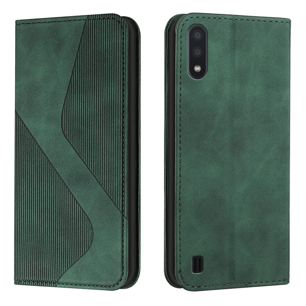 Samsung Galaxy A01 /M01 Case, Pu Leather Flip Cover Magnetic Closure Wallet Card Slots Stand Case: Green 7399504223941