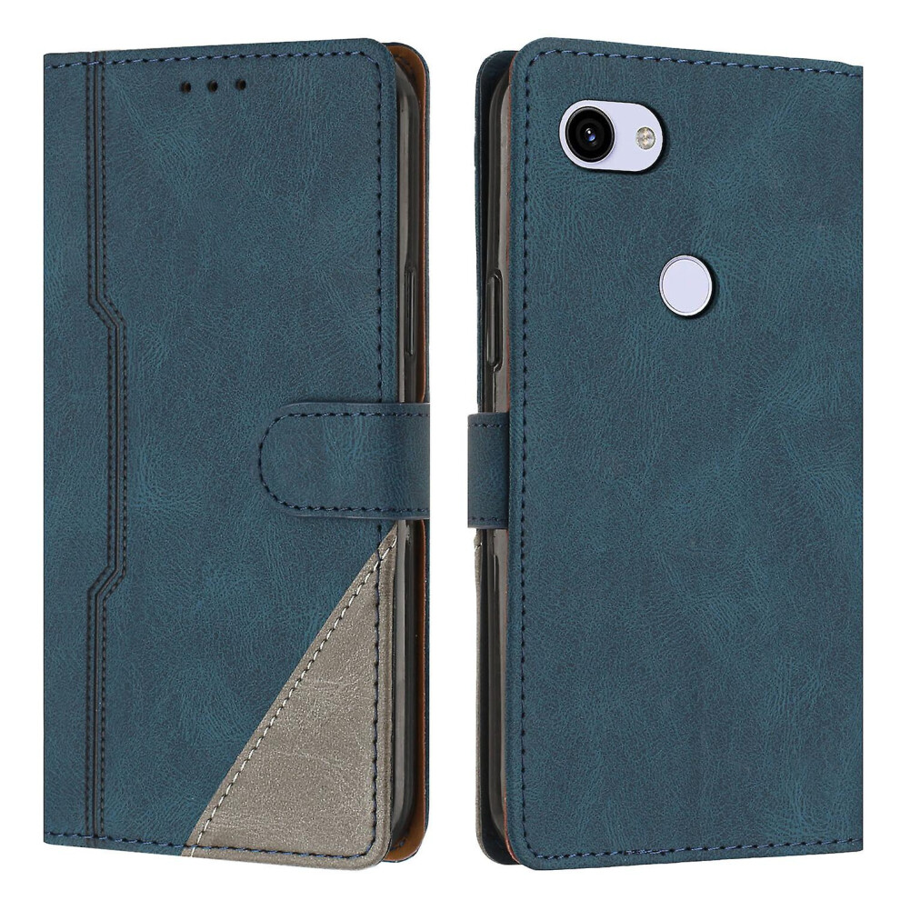 Leather Magnetic Clasp Case With Flip Wallet Stand Function Cover Compatible Google Pixel 3A Xl: Blue 8283972238660