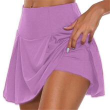 Dames Skrits zomer sportshorts tot boven de knie, dubbellaags, sneldrogend, geschikt voor yoga, sport en fitness: maat 2XL - paars