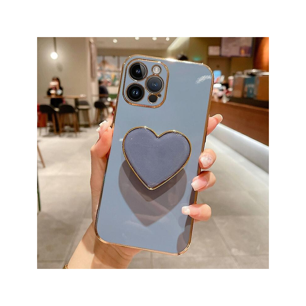 Compatible Iphone X / Xs Electroplating Love Heart Holder Tpu Phone Case: Blue 7411593334992