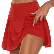 Dames Skrits zomer sportshorts tot boven de knie, dubbellaags, sneldrogend, yoga sportlegging, fitnessshorts: 3XL - Rood