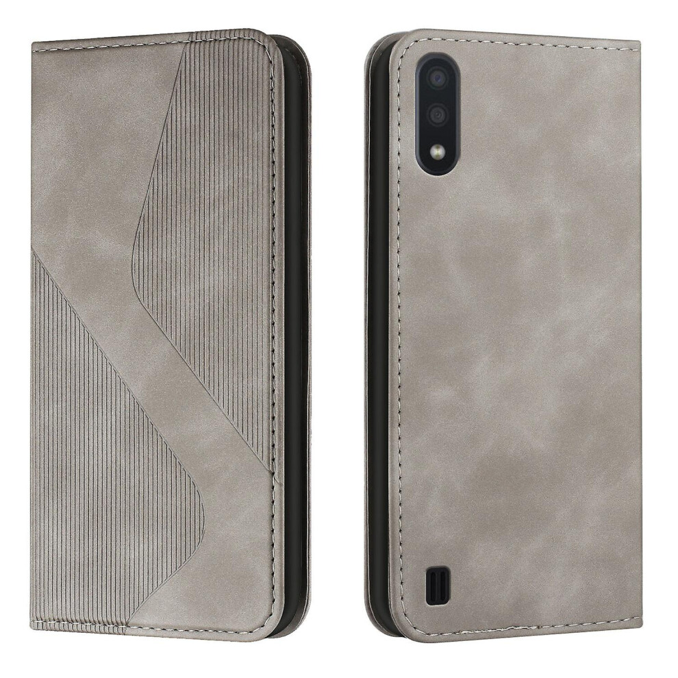 Samsung Galaxy A01 /M01 Case, Pu Leather Flip Cover Magnetic Closure Wallet Card Slots Stand Case: Gray 7399504223934