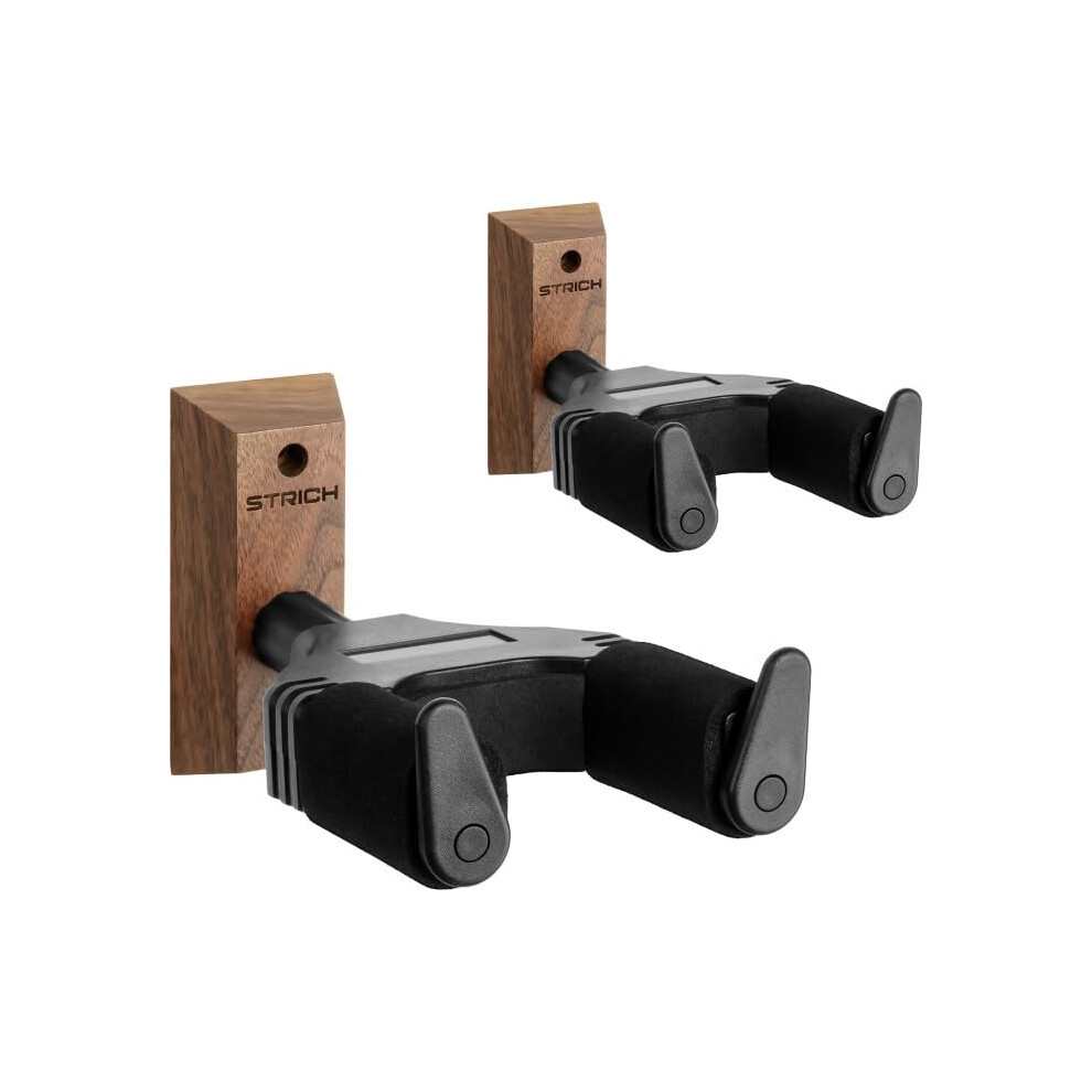 Strich Guitar Wall Mount,Walnut,U-Shaped With Screws,Auto Lock Guitar