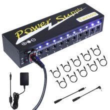 Tavsou Power Supply For Guitar Effect Pedal Board10 Isolated DC Output 9V/12V/18V With Separate Short-circuit Protection UK Plug